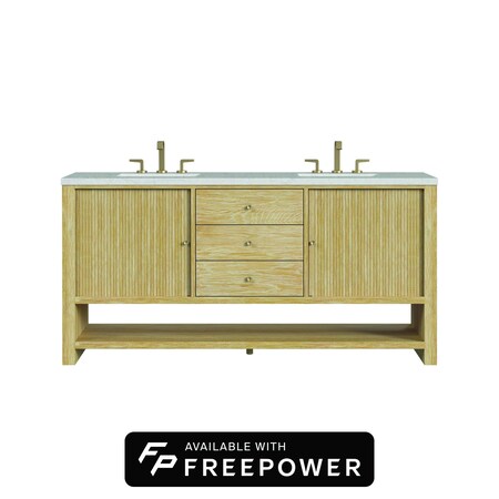 James Martin Vanities Marigot 72 in. Double Vanity, Sunwashed Oak w/ 3 CM Eternal Jasmine Pearl Silestone Top D404-V72-SWO-FEJP