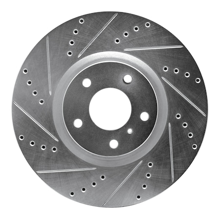 Dynamic Friction Co DFC Brake Rotor - Drilled and Slotted - Silver 631-68011L