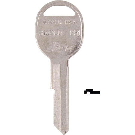Kaba Ilco GM Nickel Plated Automotive Key, B51 / S1098D, 10PK AL3281806B