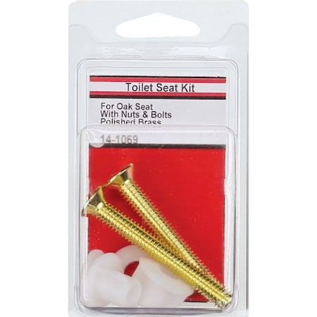 Westlake Pipe & Fittings 3/8x2-1/2 Polished Brass Metal Toilet Seat Bolt Includes Nuts & Washers 14-1069