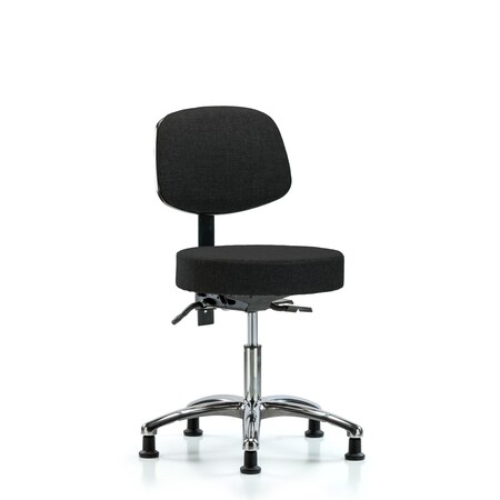Blue Ridge Ergonomics Desk Stool, Fabric, Bk Chrome, Glides, Blk BR-FDHST-CR-T0-RG-F42