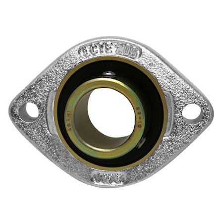 Ami Bearings SINGLE ROW BALL BEARING - 1-7/16in ZINC NARROW SET SCREW NICKEL 2-BOLT FLANGE BLCTE207-23NPMZ2