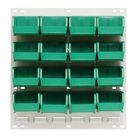 Quantum Storage Systems 18X19 HC LOUVERED PANEL W/16 BINS GREEN QLP-1819HC-220-16GN