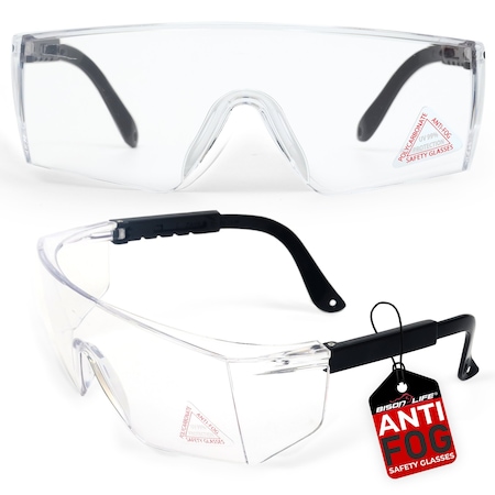 Bison Life Boxer, Safety Glasses, Anti-Fog & Anti-Scratch, Clear/Black Lens ZH-BXSG-CLLBKT-MS16-6
