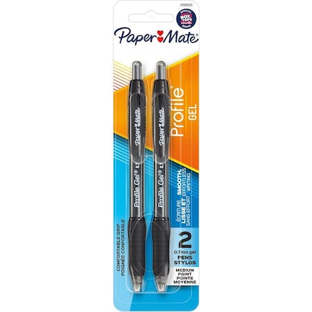 Paper Mate Profile Gel Black Retractable Gel Pen 2 pk 2096535