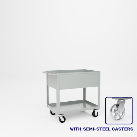 Pucel Tray Top Box Truck, 24 in W x 36 in D x 37 in H, 12 in Deep Box, Semi-Steel Casters, Gray TT-2436-12S