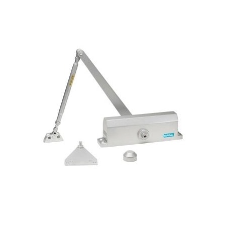 Global Door Controls Commercial Grade 3 Door Closer with Parallel Arm Bracket in Aluminum - Size 4 TC2204-PA-AL