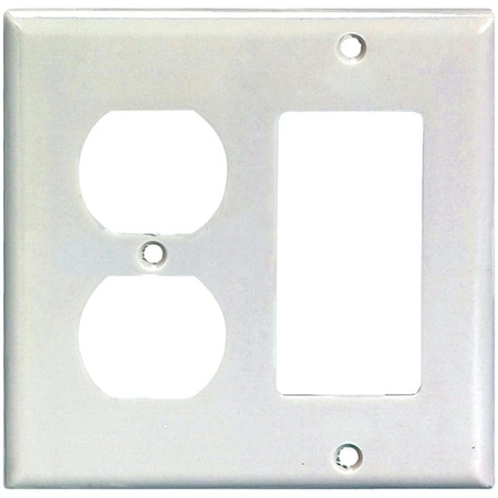Eaton Wiring Devices Combination Wallplate, 4-1/2 in L, 4-9/16 in W, 2 -Gang, Thermoset, White 2157W-BOX