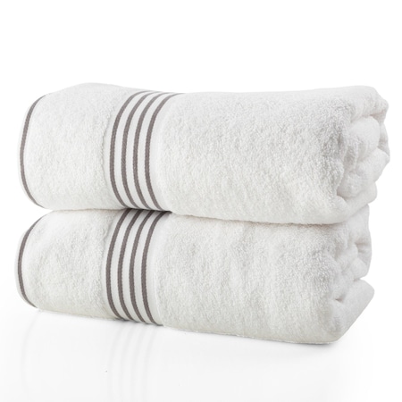 Lavish Home Bath Towels 2PC 100% Cotton Towel Set Extra Large Quick Drying Bath Towels Absorbent Bath Sheets 67-0022-WSBS
