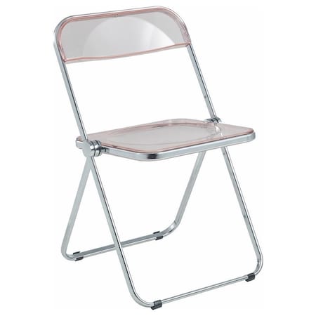Leisuremod Lawrence Acrylic Folding Chair with Metal Frame, Rose Pink LF19PK