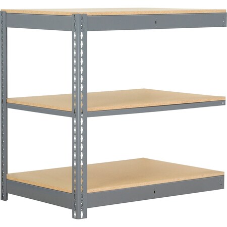 Global Industrial 3 Shelf, Commercial Duty Boltless Shelving, Add On, 48"W x 18"D x 36"H, Wood Deck B3165950