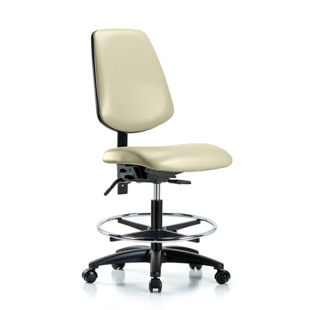 Blue Ridge Ergonomics Medium Bench Chair No Arms, 22" to 29" Height, Vinyl, Adobe White BR-VMBCH-MB-RG-T1-A0-CF-RC-8501