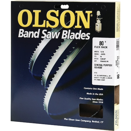Olson 80'' x 1/4'' 6 TPI Skip Flex Back Band Saw Blade FB14580DB