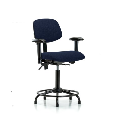 Blue Ridge Ergonomics Chair, Fab, Med Bench, RT Tilt AA Glide, Nav, 6-Way Adjustable, 22" to 29" Height, Dark Blue BR-FMBCH-RT-T1-A1-RG-F45