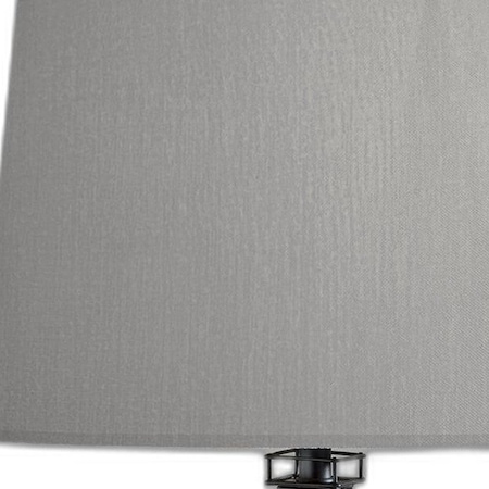 Homeroots 25" Black Acrylic Paris Desk Table Lamp With Gray Drum Shade 524643