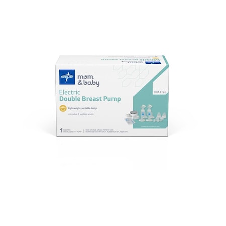 Medline Dual Electric Breast Pump Kit Includes Pump, 2 Bottles/Lids/Covers, 2 Sets Phlanges MDS68010