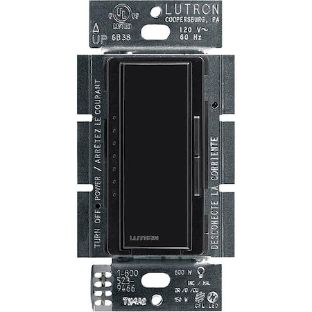 Lutron Dimmer, Maestro, CFL/LED, Black MACL-153M-BL