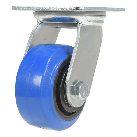 Vestil Elastic Rubber Swivel Caster 4 In. Diameter x 2 In. Width 550 Lb. Capacity Blue/Black CST-BB-4X2ER-S