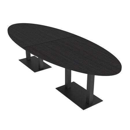 Skutchi Designs Oval Conference Table With Power, 48 in W, 144 in L, Black HAR-OVL-48X144-DOU.BK-U999ST19-NA