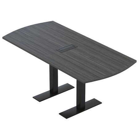 Skutchi Designs 6ft Conference Table W/ Power Unit | 6 Person Modular Arc Rectangle Meeting Table | Harmony Series HAR-AREC-36X72-T.BK-WA7949-EBLK