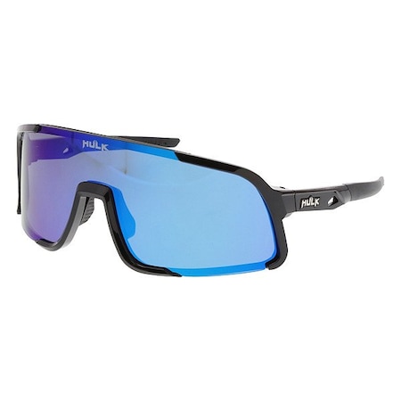 Mcr Safety Hulk HK4, Safety Glasses, MAX36 Dual Coating, Blue Mirror Lens, Black Frame, Full-Frame, Polarized HK418BP