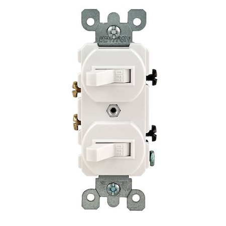 Leviton Wall Switch, Toggle, 15 A, White 5224-2W