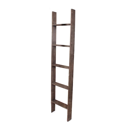 Homeroots 57" Brown Rustic Five Step Wood Ladder Shelf 380323
