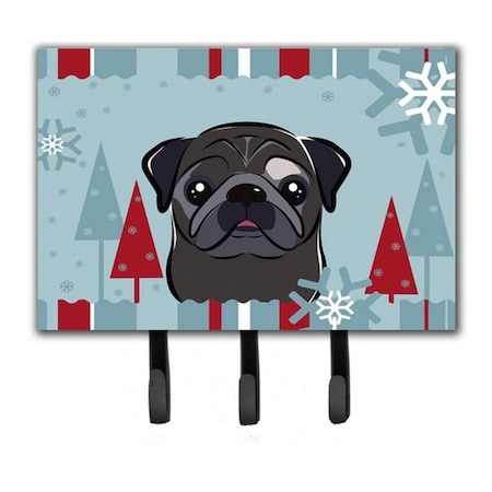 Carolines Treasures Winter Holiday Black Pug Leash and Key Holder BB1759TH68