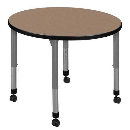 Regency Round Kee Height Adjustable Mobile Classroom Activity Table, 30 in W, 30 in L, Noble Oak TB30RNDNOAPCGY