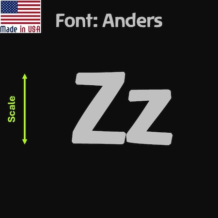 Aacc Self-Adhesive Vinyl Letter: z, Scale: 7 cm. Color: Silver Font: Anders by, 4PK AACC-Anders-lz-Silver-M7x4