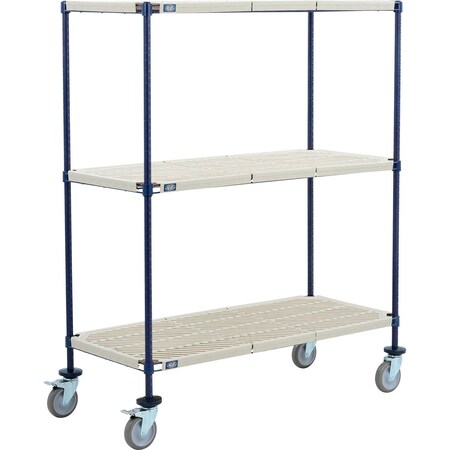 Global Industrial Nexel 3 Shelf Truck, Nexelite, 36"W x 18"D x 69"H, Polyurethane Swivel Casters, 2 Brake B3156831