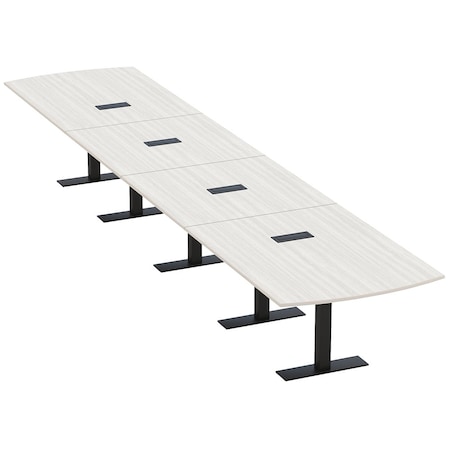 Skutchi Designs 18ft Arc Rectangle Conference Table With Power | Harmony Series | 18 Person Meeting Room Table HAR-AREC-48X216-T.BK-WA7976-EBLK