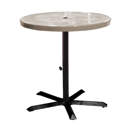 Leisure Craft 36" Round Perforated Pedestal Table, Portable, 40"H, Beige 36TAB40-BEIGE