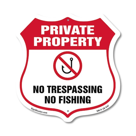 Signmission Private Property Shield Sign No Trespass, 18 Inch X 18 Inch, Plastic Sign SHI-P-18-447