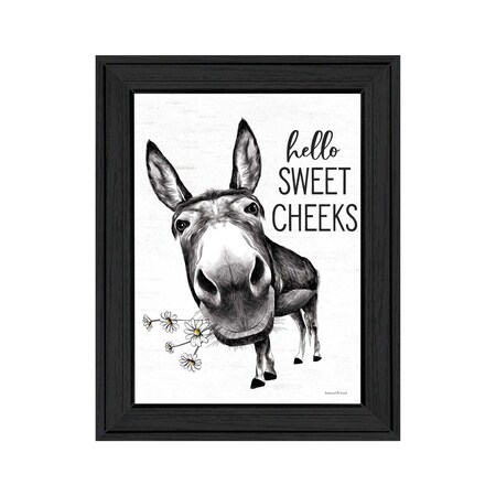 Homeroots Hello Sweet Cheeks Donkey Black Framed Print Bathroom Wall Art 530068