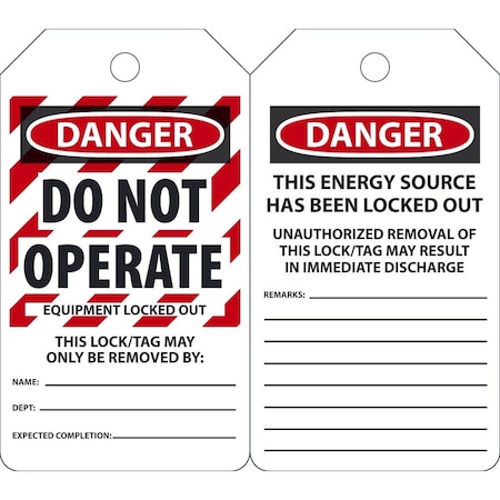Accuform DangerTag, DontOperate, 5-3/4"H, Card, PK25 MLT405CTP