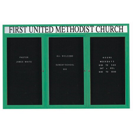 Aarco Outdoor Enclosed Directory w/ Al Frame Header, Powder Coated Green, 48''Hx72''W OADC4872-3HG