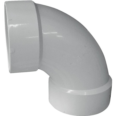 Canplas Sanitary Pipe Elbow, 4 in, Hub, 90 deg Angle, PVC, White 192254L