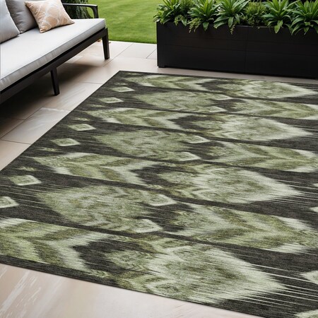 Homeroots 5' X 8' Olive Green And Artichoke Green Southwestern Washable Indoor Outdoor Area Rug 587819
