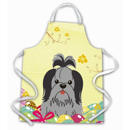 Carolines Treasures Easter Eggs Shih Tzu Black & Silver Apron BB6089APRON