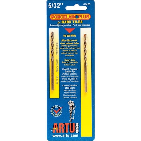 Artu 5/32'' x 3-1/8'' Cobalt and Tungsten Carbide Glass & Tile Drill Bit 1425