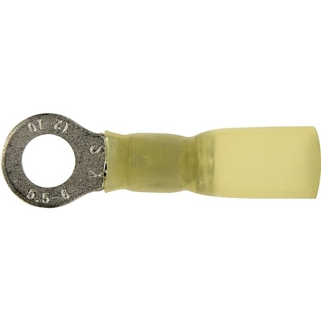 Calterm Ring Terminal, 12 to 10 AWG Wire, Copper Contact, Yellow 65724