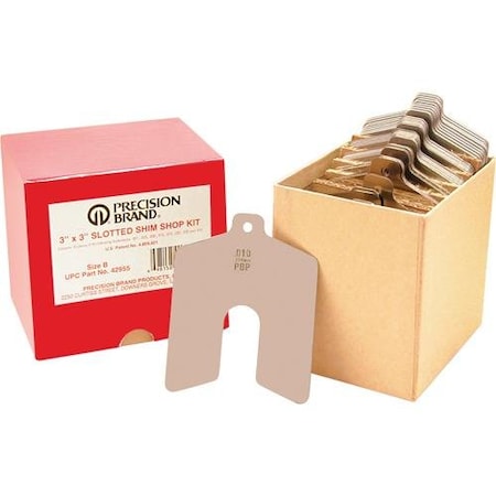 Precision Brand Size A 2in. x 2in. Stainless Steel Slotted Shim, 80 Piece Shop Kit 42945