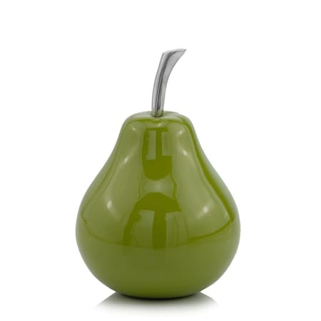 Homeroots 11" Green Buffed Aluminum Pear Sculpture 354601