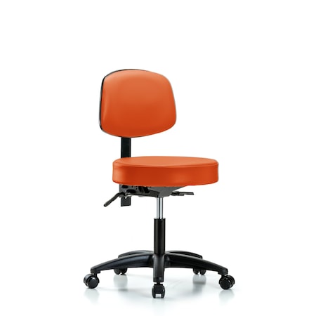 Blue Ridge Ergonomics Desk Stool, Vinyl, Bk, Tilt Casters, Orange BR-VDHST-RG-T1-RC-8613