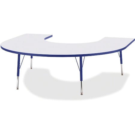 Jonti-Craft Berries Horseshoe Activity Table, 66 in. x 60 in., E-height, Freckled Gray/Blue/Gray 6445JCE003