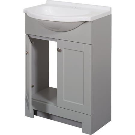 Zenith Zenna Home Cool Gray 24'' Wx35'' Hx18''D Euro Vanity with Wht Cultured Marble Top SEC24GY