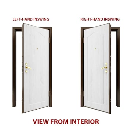 Vdomdoors Steel Door Deux 6500 White Stainless Inserts Single Modern Painted-W36xH80-Left Inswing DEUX6500EXD-WS-W36 x H80-Left-hand Inswing