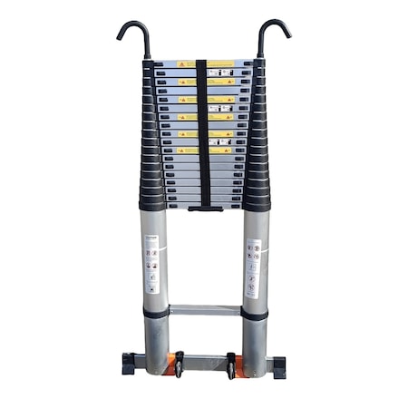 Wrightmaster 27.9 ft. Aluminum Extension Ladder with Hook and Mobility Wheels, 330 lbs. Load Capacity ZOR-1085-SLV