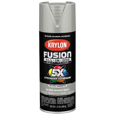 Fusion All-In-One 12 Oz Krylon Smoke Gray Paint & Primer Spray Paint, Gloss K02723007